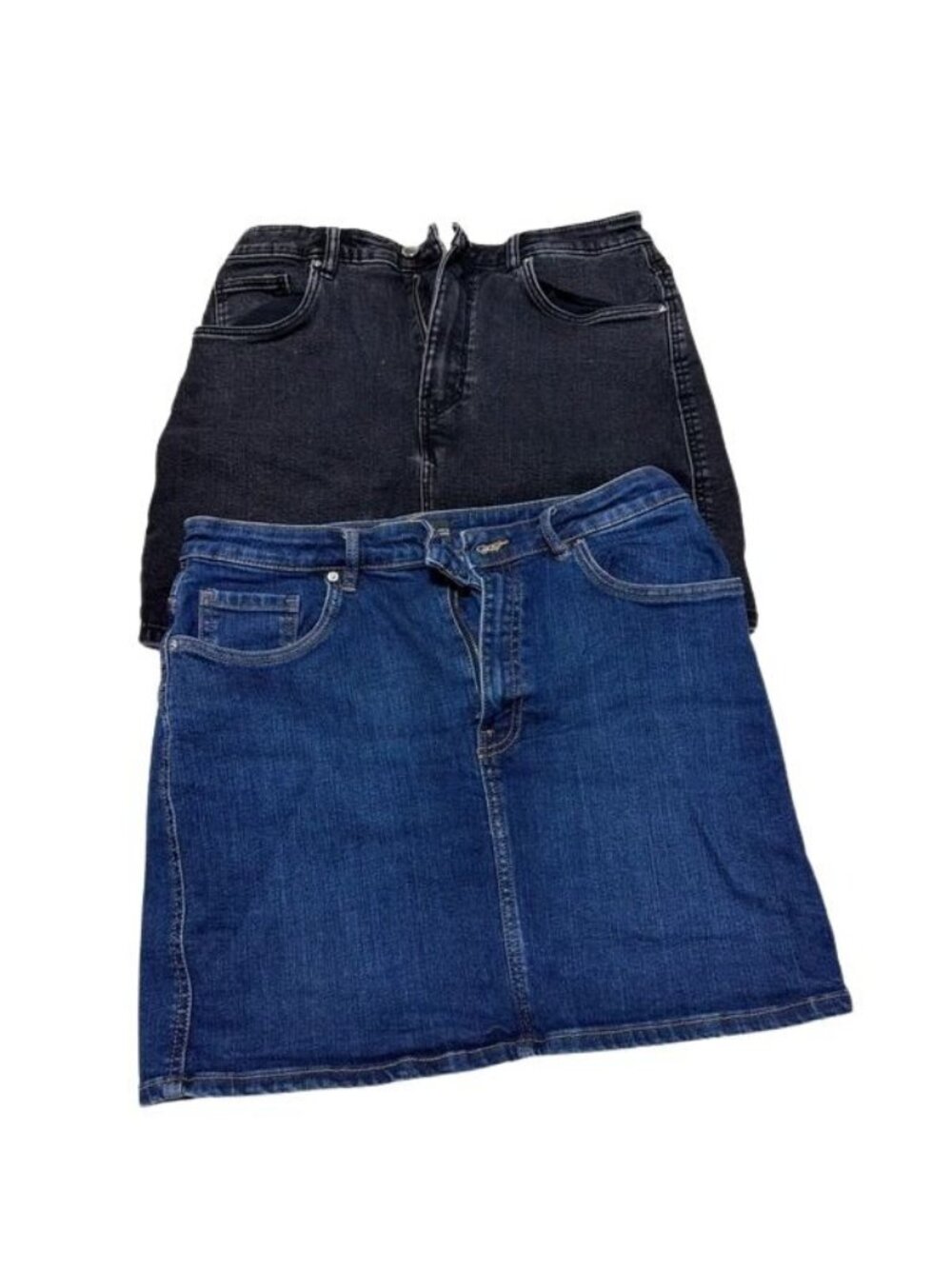 Zara Womens Denim Mini Skirts Lot of 2 Black Blue Size Large USA L Like New